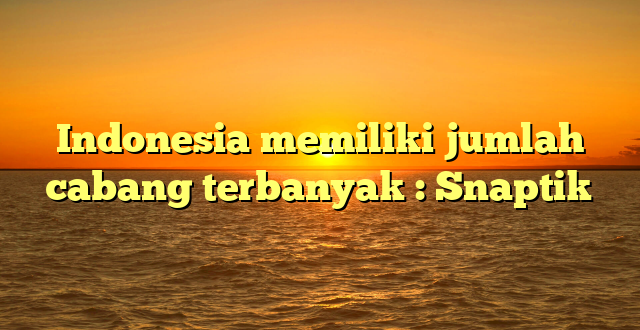 Indonesia memiliki jumlah cabang terbanyak : Snaptik