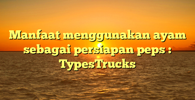 Manfaat menggunakan ayam sebagai persiapan peps : TypesTrucks