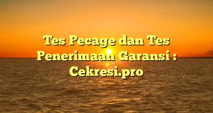 Tes Pecage dan Tes Penerimaan Garansi : Cekresi.pro