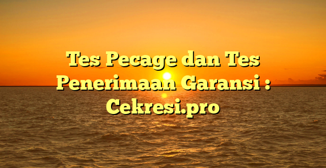 Tes Pecage dan Tes Penerimaan Garansi : Cekresi.pro